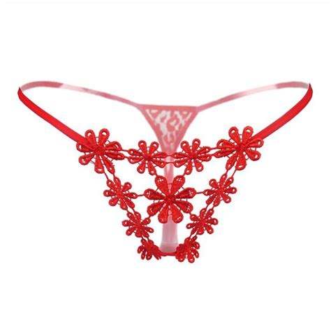 Flower Embroidery Design Sexy Thongs G String Women Lace Floral