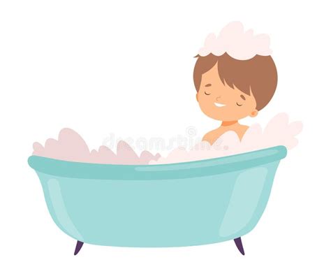 Niño Lindo Bañándose En Una Bañera Burbuja Niños Preescolar Actividad