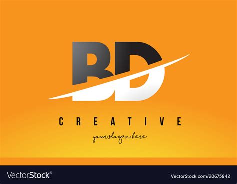 bd b d letter modern logo design with yellow vector image