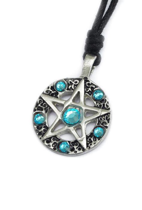 Baby Blue 5 Pointed Star Pentagram Witchcraft Silver Pewter Charm