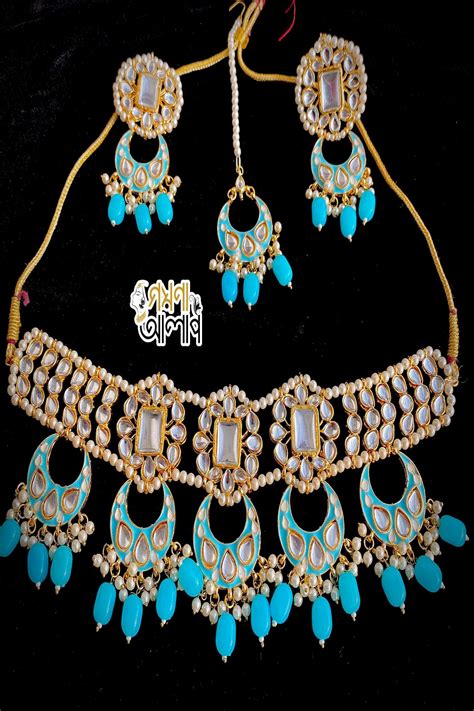Kundan Set Indian Ornaments Necklace Jewelry Fashion Moda