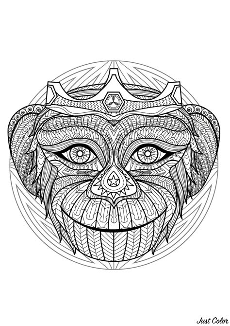 Beautiful Monkey Head Mandala Mandalas With Animals 100 Mandalas