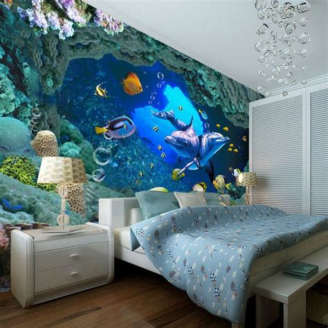 Set of 4nautical turtle wall art decor animal ocean style turtle sculpture hanging wall decoration. 3D Underwater World Wallpaper Custom Wall Mural Ocean ...