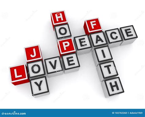 Love Joy Peace Hope Faith Crossword Stock Illustration