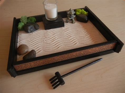 M 05 Medium Desk Or Table Top Zen Garden With Deco Print And Candle