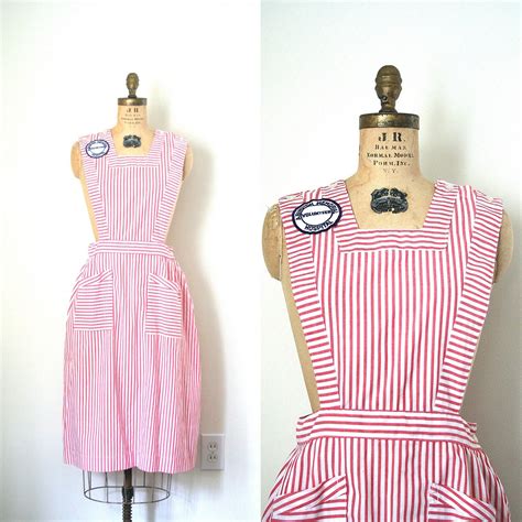 Vintage Pinafore Dress Candy Striper Uniform 1960s Nurse