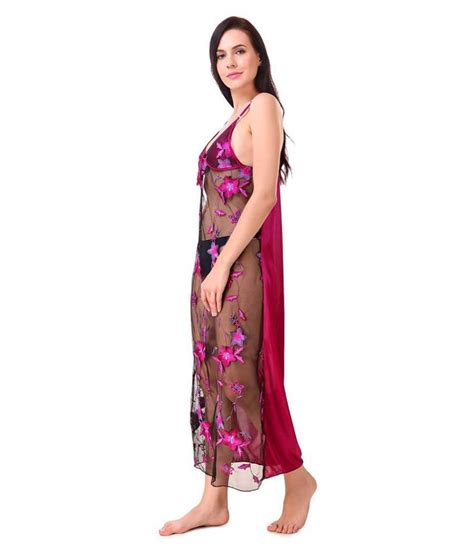 Buy Sanjh Net Nighty And Night Gowns Purple Online At Best Prices In