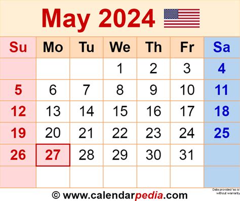 May 2024 Calendar Templates For Word Excel And Pdf