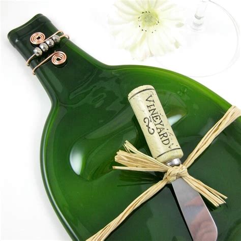 Large Melted Wine Bottle Serving Tray Emerald By Dpholkdesigns