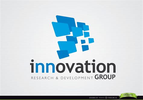 Logotipo De La Innovación De Los Rectángulos Azules 3d Descargar Vector