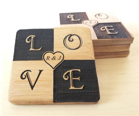 Engraved Bamboo Drink Coasters Love Personalized By Trueloveworks