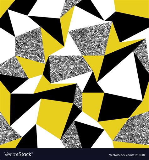 Yellow Triangles Geometric Seamless Pattern In Vector Image