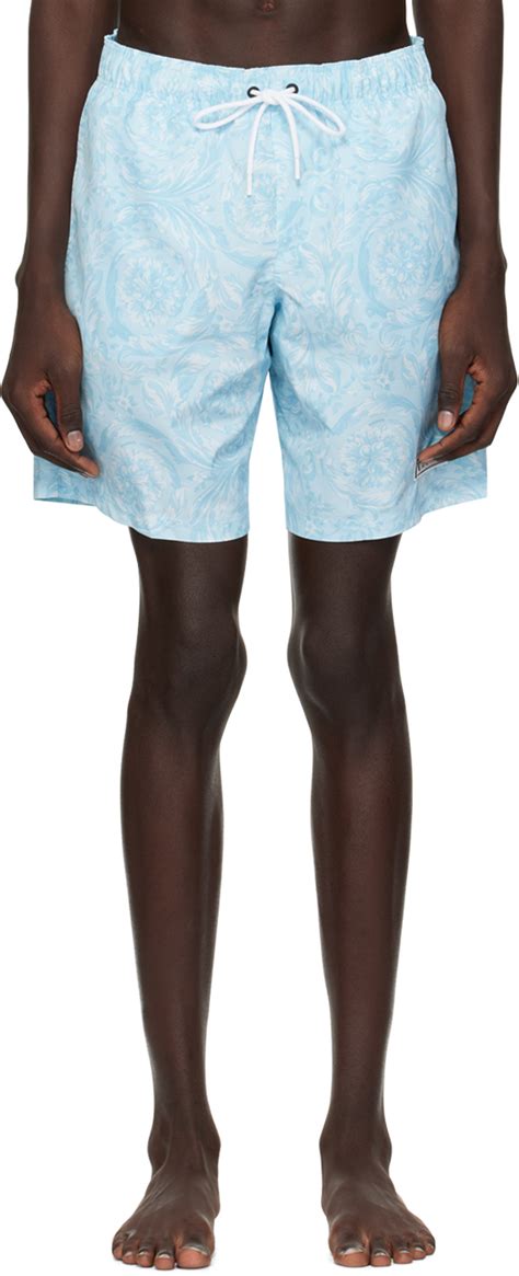 Versace Underwear Blue Barocco Swim Shorts Versace Underwear