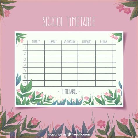 Download Floral Pink School Timetable Template For Free School