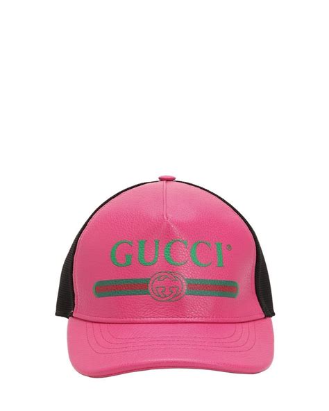 Gucci Leather Front Logo Hat In Pink And Purple Pink For Men Save 39