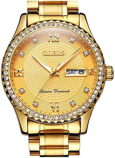 Amazon.com: Luxury White Diamond Day Date Watches for Men Big Face Dial