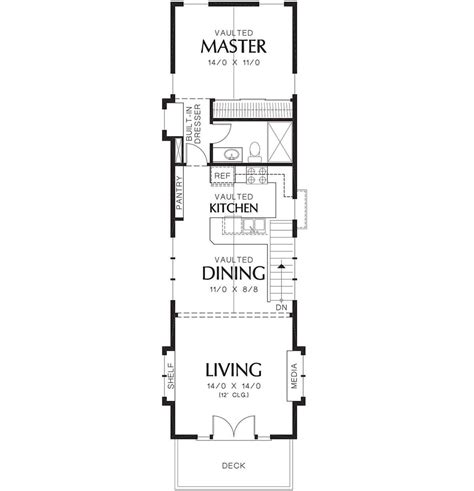 House Plan 2559 00204 Narrow Lot Plan 1 203 Square Feet 2 Bedrooms 2