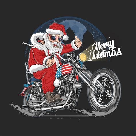 Premium Vector Santa Claus Christmas Usa America Tour Biker