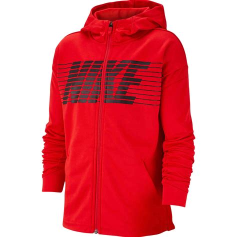 Kids Nike Therma Gfx Full Zip Hoodie University Red Soccerpro