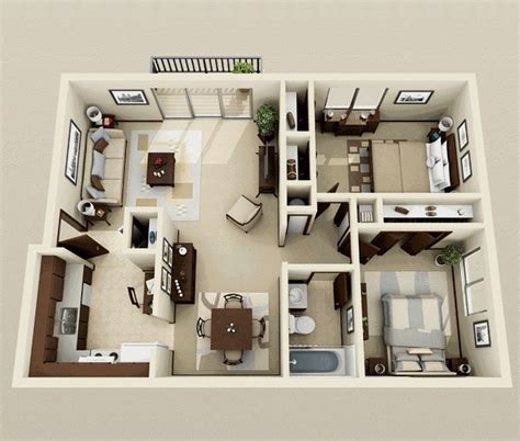 50 Two 2 Bedroom Apartmenthouse Plans Architecture And Design