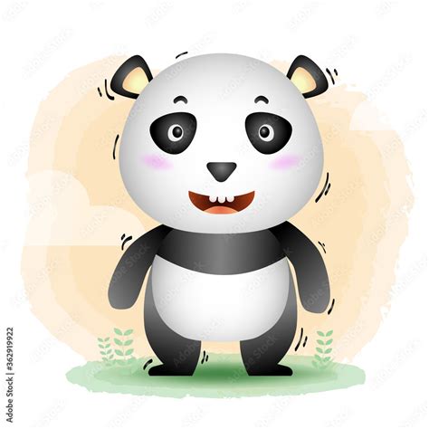 Cute Panda In The Childrens Style Cute Cartoon Panda Vector