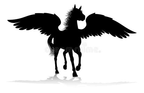 Black Pegasus Winged Horses Silhouettes Stock Illustration Horse