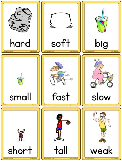 Opposite Adjectives Esl Flashcards