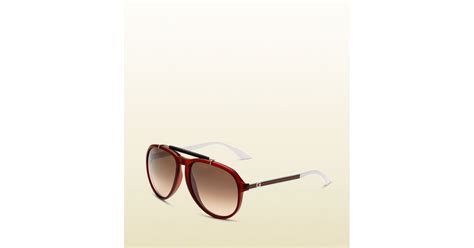 gucci mens red biobased sunglasses for men lyst