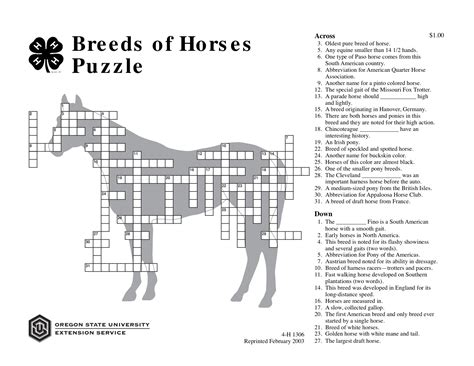 Improve your english vocabulary and learn a new language words easily. Breeds of Horses Puzzle | OSU Extension Catalog | Oregon ...