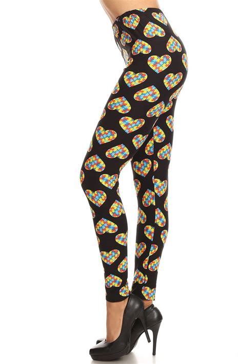 Autism Awareness Heart Leggings Womens Plus Size 3x 5x Big And