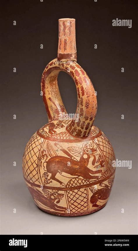 author moche stirrup spout vessel with repeating deer motifs 100 b c a d 500 moche north