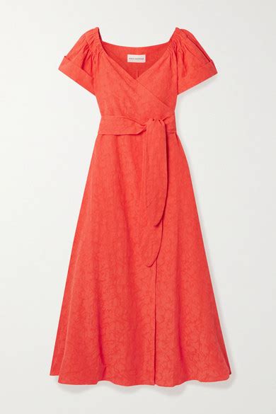 Mara Hoffman Adelina Organic Cotton And Linen Blend Wrap Midi Dress Orange ShopStyle