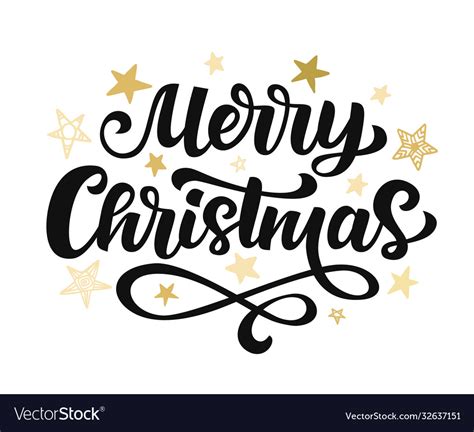 Merry Christmas Hand Written Lettering Royalty Free Vector