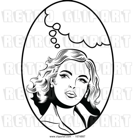 Vector Clip Art Of Retro Pop Art Lady With A Thought Balloon In An Oval
