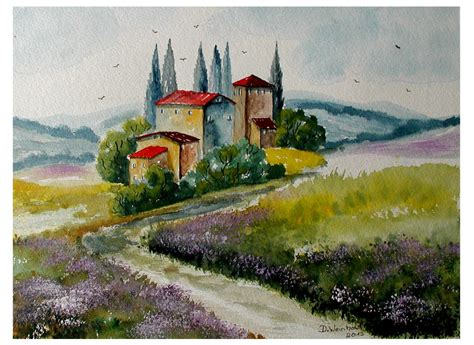 Mit unserem wandbild landschaften haus in der toskana lässt sich in jedem raum eine. Bild: Toskana, Lila, Haus, Blumen von doroty bei KunstNet