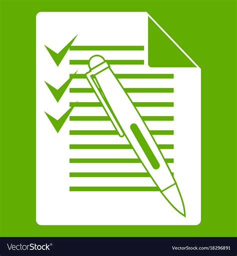 Document With Plan And Pen Icon Green Royalty Free Vector