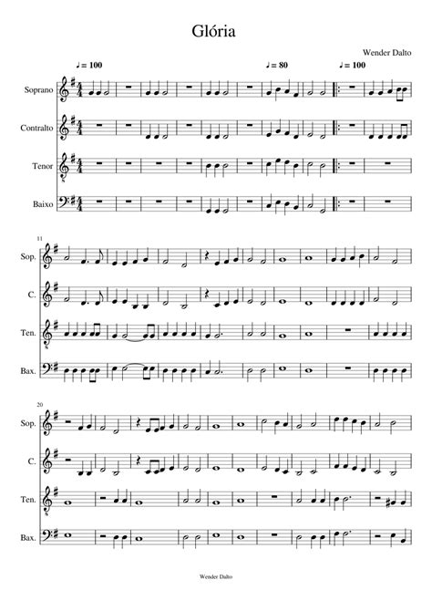 Glória Sheet Music For Soprano Alto Tenor Bass Voice Choral