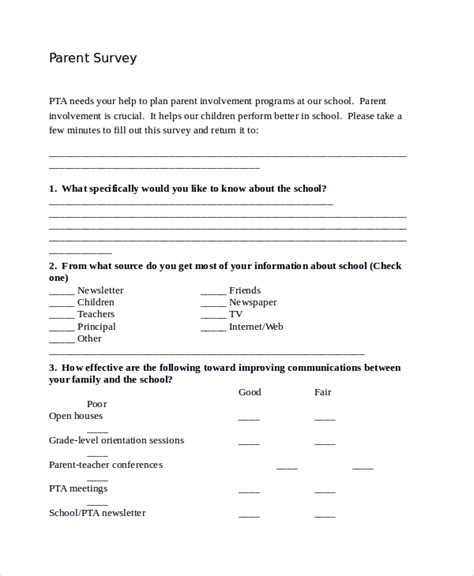 Parent Survey Form
