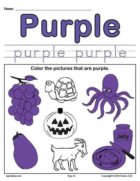 Preschool Color Purple Worksheet