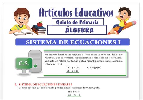 Sistema De Ecuaciones 1 Para Quinto De Primaria — Articulos Educativos