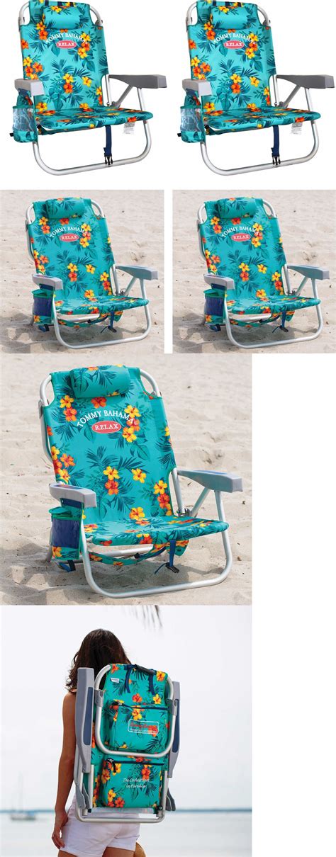 Backpack beach chair in blue. Chairs 79682: 2 Tommy Bahama Backpack Cooler Beach Chairs ...