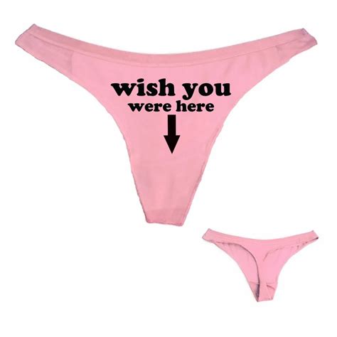 New Thong Underwear Wish You Were Here Letter Printed Cotton Women Sexy T Panties G String