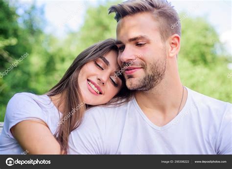 Sexual Attraction Attractive Couple Relaxing With Darling Lovers Cuddling Couple In Love