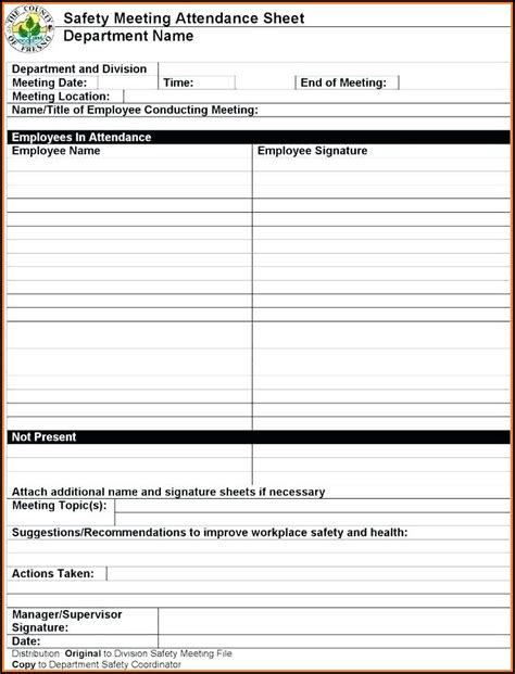 Toolbox Safety Meeting Template