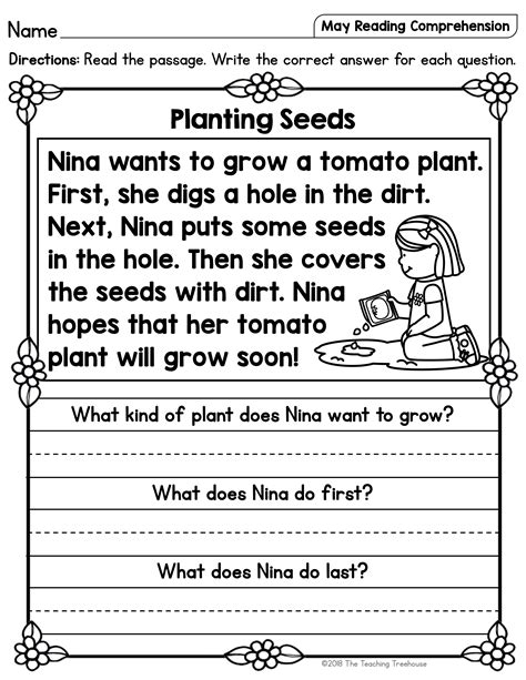 May Reading Comprehension Passages For Kindergarten And First Grade