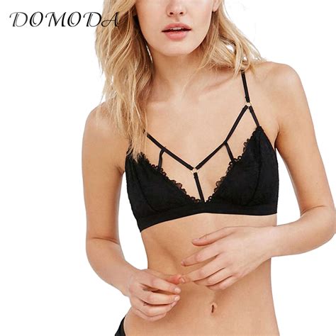 Domoda 2017 New Fashion Women Black Sexy Push Up Lace Spaghetti