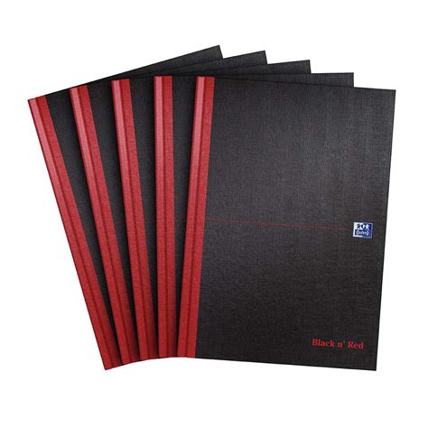 Oxford Black N Red A4 Hardback Casebound Notebook Lined 192 Page Pack