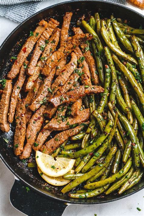 Dark soy (or koikuchi shoyu) is the most common. Garlic Butter Steak and Lemon Green Beans Skillet in 2019 | Steak, green beans, Seared salmon ...
