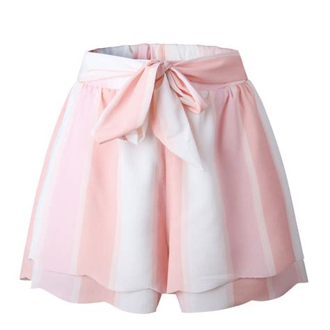 Pastel Pink Stripe Layered Bowtie Shorts Gabi Swimwear Frill Shorts