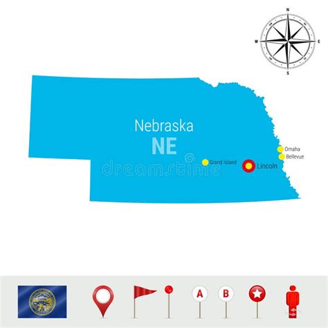Nebraska Vector Map Isolated On White Background High Detailed